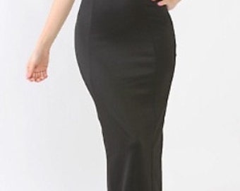 Long Strapless Black Evening Gown