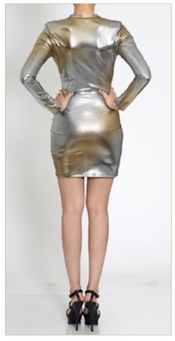 knee length dresses for ladies Gold Sequin Mini Dress – self-portrait main image 1