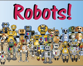 Robots - Images and Bulletin Board Set