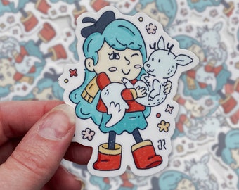 Hilda Cartoon Vinyl Sticker: Twig and Hilda