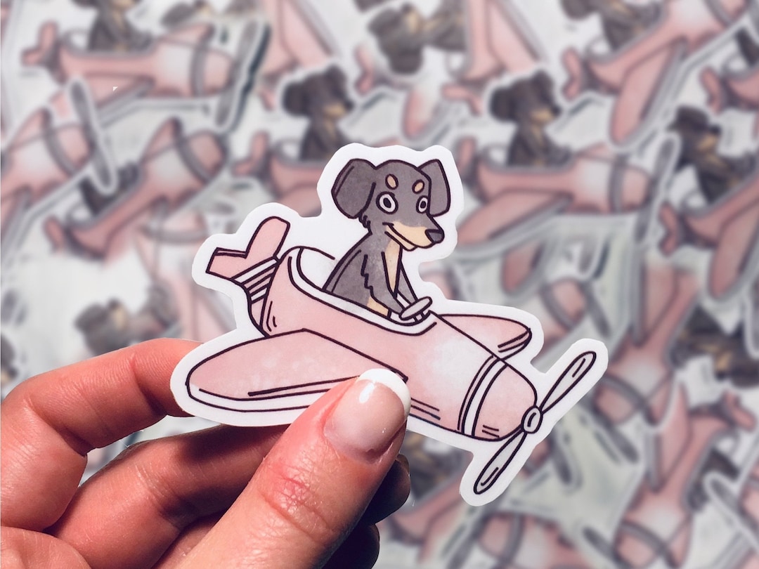 Dog Airplane Vinyl Sticker Dog of Wisdom Dog Airplane Bumper