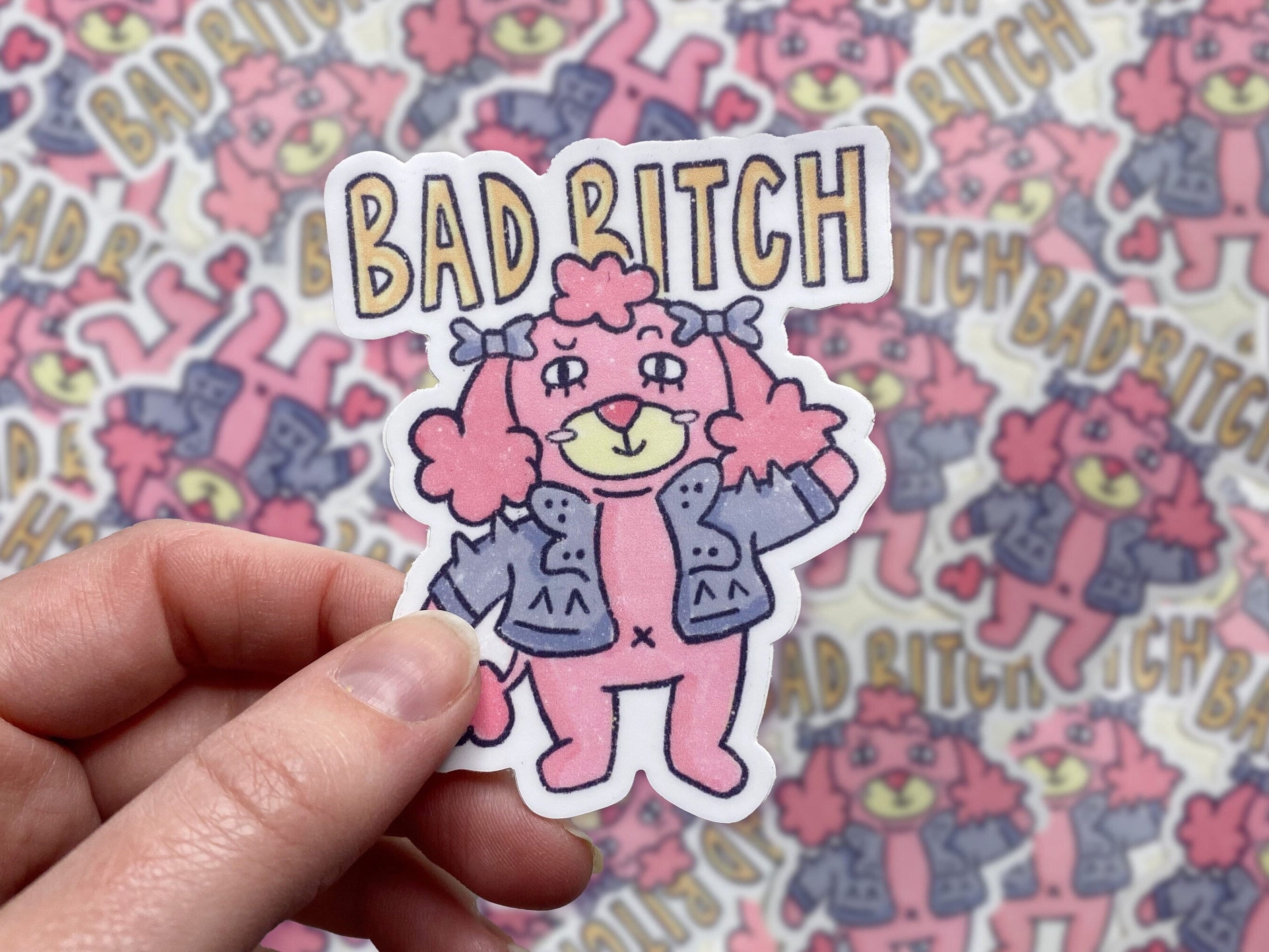 Bad Biotch Sticker | Witty Dog Pun Design | Unique Bitchin Sticker ...