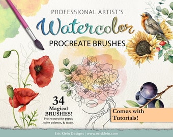 Watercolor Procreate Brushes: Realistic Texture Kit, Color Palettes, Tutorials