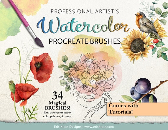Watercolor Procreate Brushes: Realistic Texture Kit, Color Palettes, Tutorials