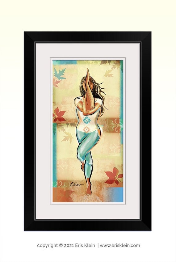 Eagle Pose Art Print: Yogini Woman Giclée Painting