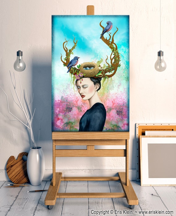 Nature Goddess Art Print: Cherry Blossoms, Tree of Life, Dryad Decor