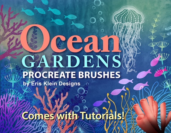 Procreate Ocean Brush Set: Coral, Seaweed, Fish Stamps (Digital Download)