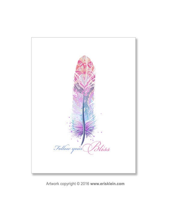 Paisley Feather Affirmation (Printable Art by Eris Klein)