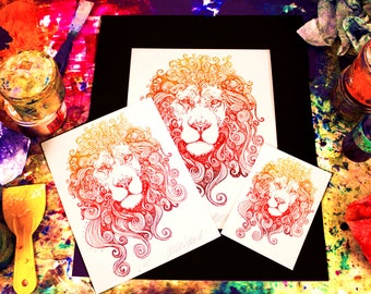 Lion - Leo - 8.5x11 inch Giclee Print- Zodiac - Mythology - Astrology - Animal Art - Fine Art - Decor - Gift