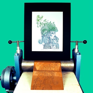 Mother Nature - Original Etching 16x20 inch Matted - Sacred Feminine - Fine Art - Etching Print - Woman - Mother Earth - Decor - Artwork