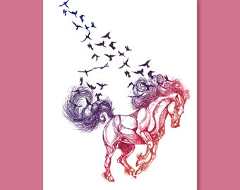 Rhiannon - Horse - 5x7 inch Giclee Print - Celtic - Fine Art - Horses - Horse Decor - Horse Print - Mythology - Animal Art - Gift
