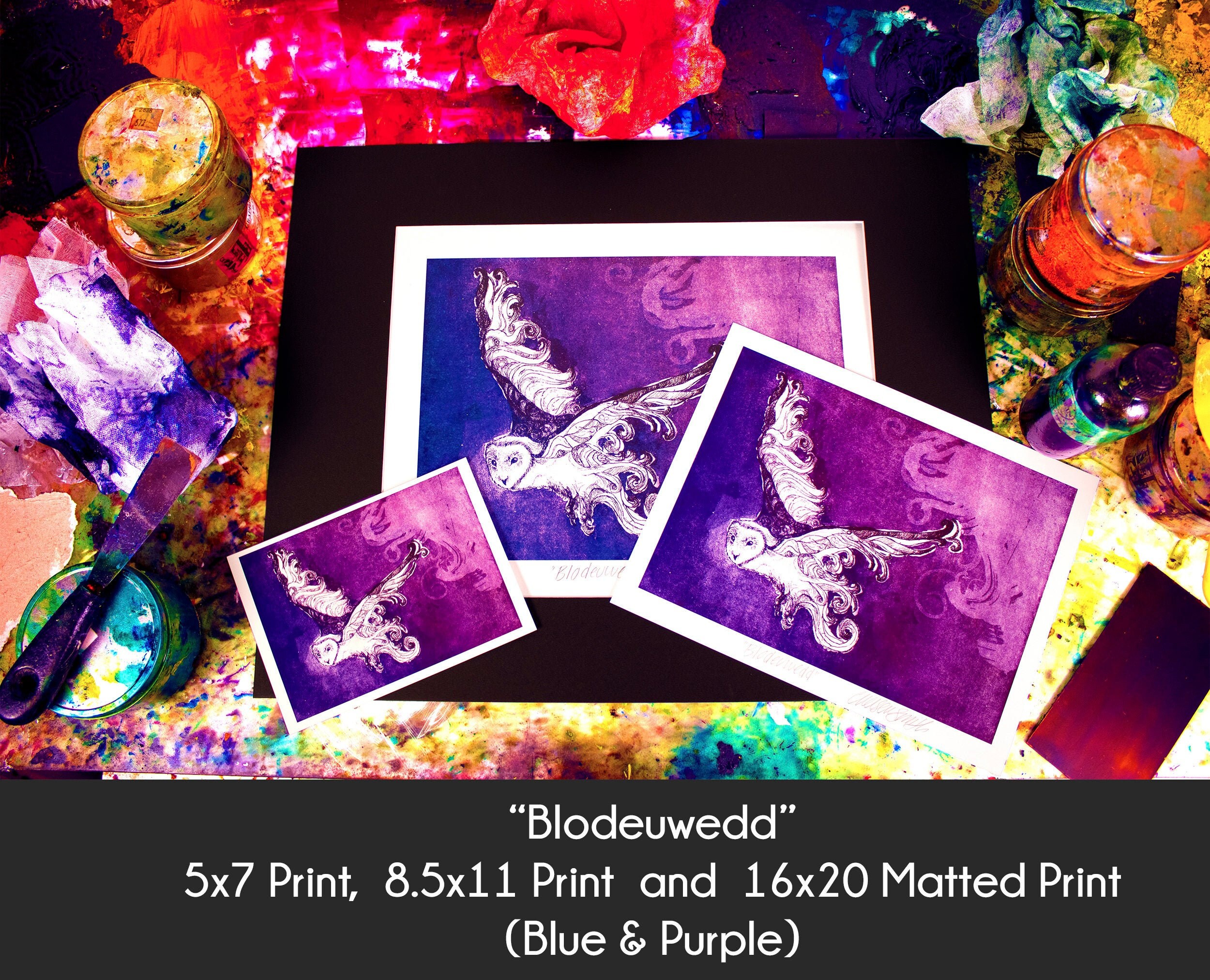 Owl - Blodeuwedd - 8.5x11 inch Giclee Art Print - Celtic - Fine Art - Flight - Mythology - Animal Ar