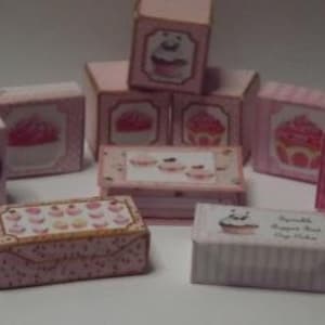 Miniature Cupcake Boxes Kit 1/12th Scale Dollhouse