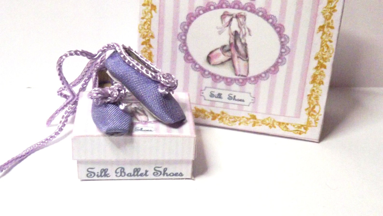 handmade miniature lilac silk dolls house ballet shoes handmade miniature lilac silk dolls house ballet shoes