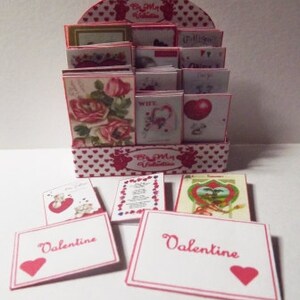Dolls house miniature Greeting Card shop display stand & cards kit image 3