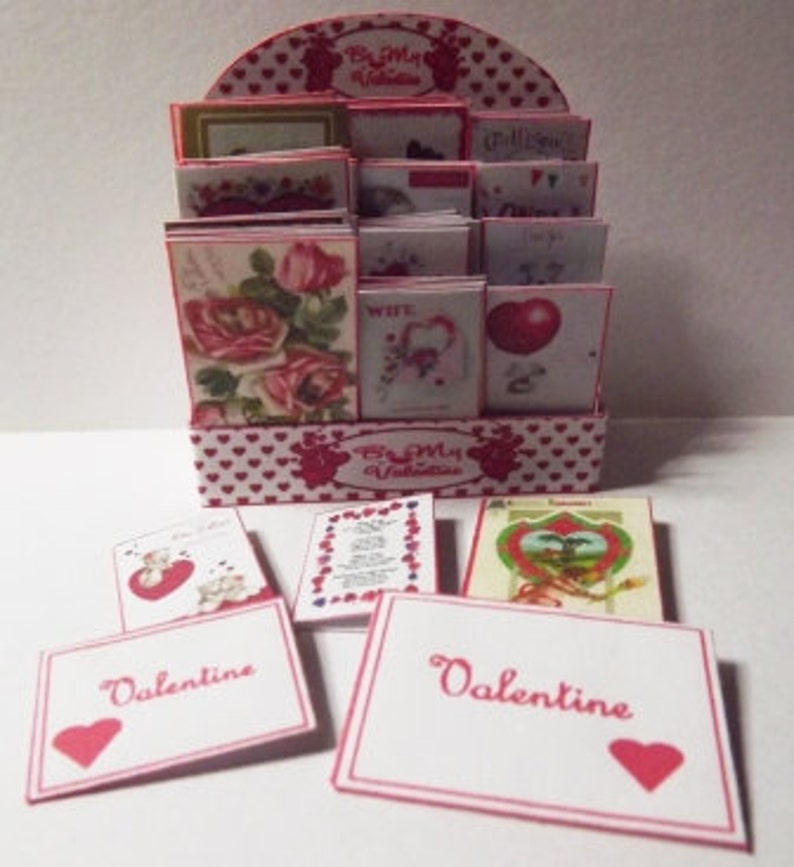 Dolls house miniature Greeting Card shop display stand & cards kit image 3