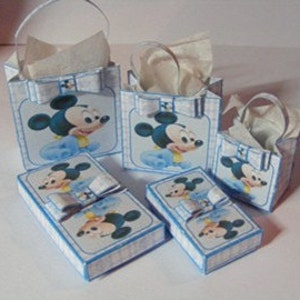 Dolls House Miniature Blue Baby Boxes & Bags Download