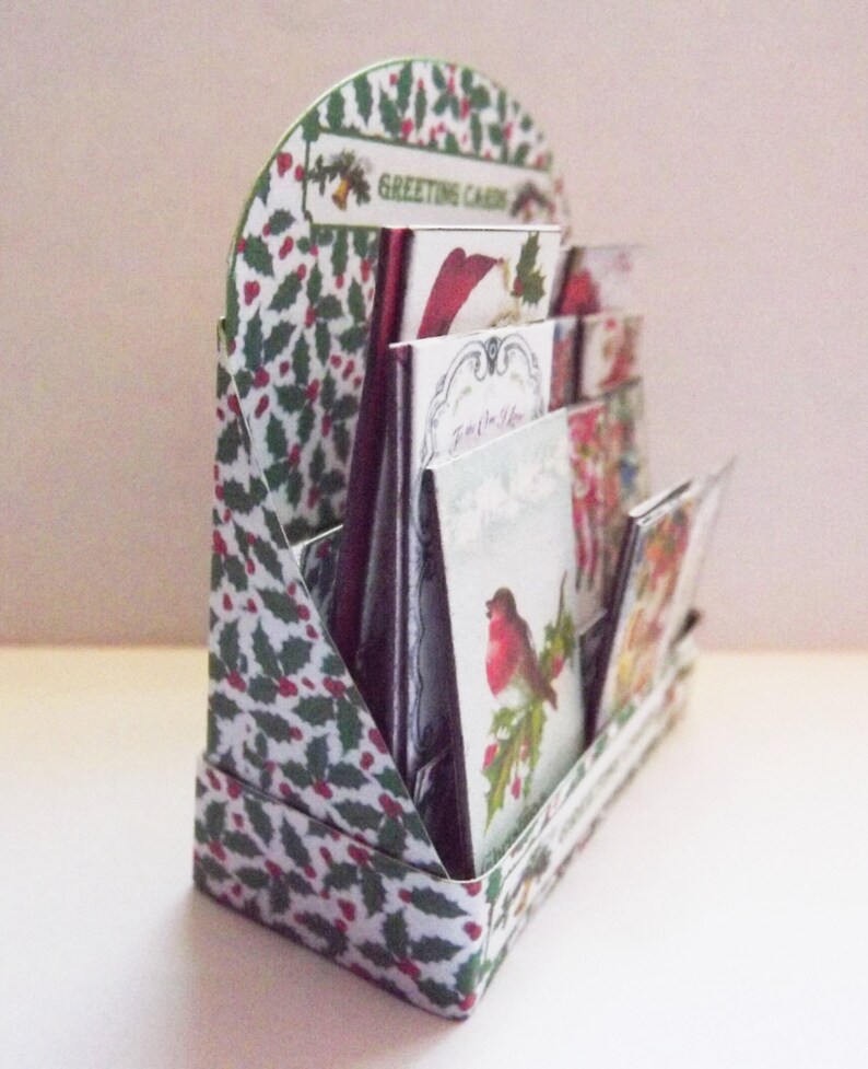 Dolls house miniature Greeting Card shop display stand & cards kit image 5