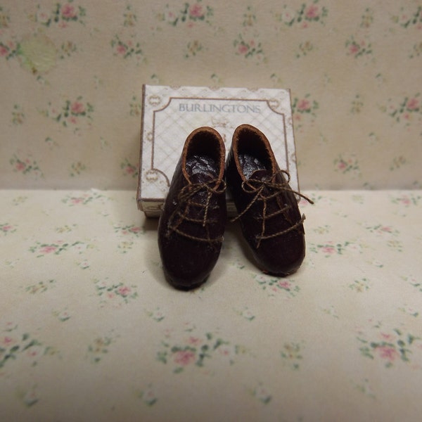 1/12th Scale Miniature Mens Brown Oxford Style Shoes