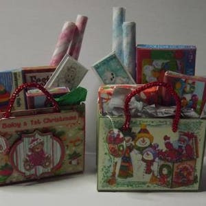 2 Childrens Filled Christmas bags dolls house miniature kit