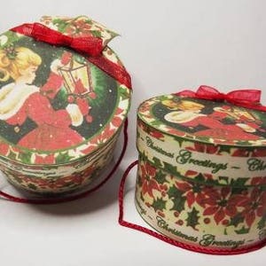 2 Christmas Greetings Vintage Hat Boxes Dolls House Miniature Kit
