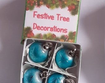 Metallic Splash Dolls House Miniature Christmas Tree Baubles In A Box