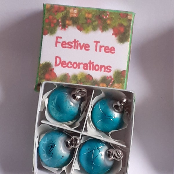 Metallic Splash Dolls House Miniature Christmas Tree Baubles In A Box