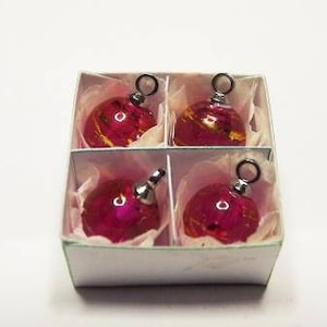 4 Glass Swirl Dolls House Miniature Christmas Tree Baubles