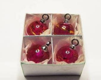 4 Glass Swirl Dolls House Miniature Christmas Tree Baubles