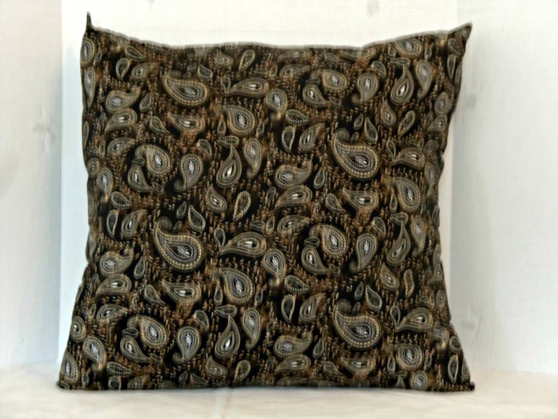 Decorative Throw Pillow Black Paisley 20 Inch Square Cotton Etsy