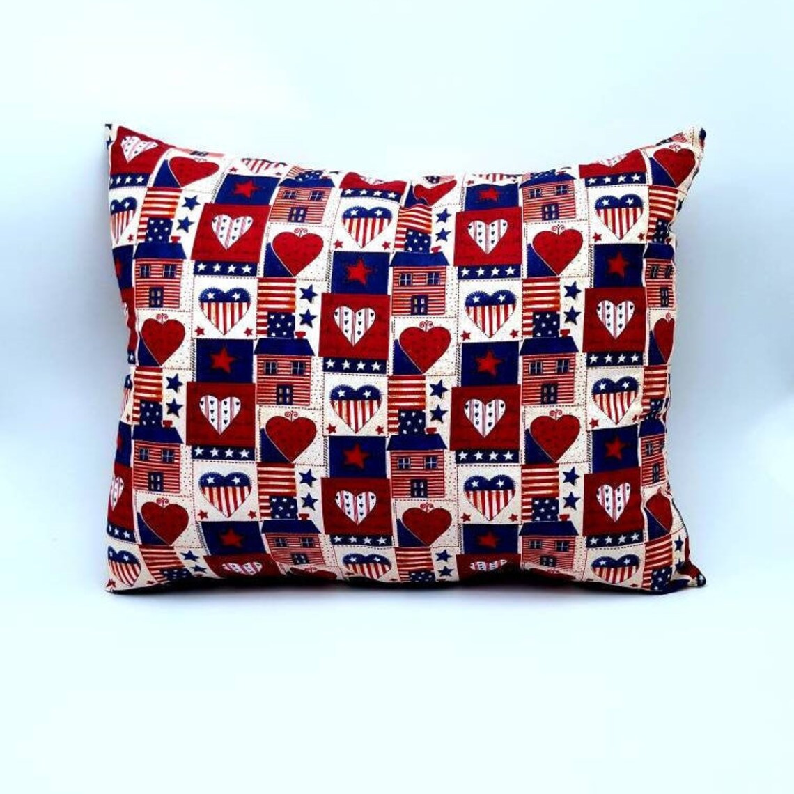 Decorative Couch Pillow Red White Blue Cotton Americana Etsy