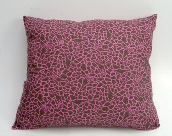Decorative Bed Pillow, Pink Cotton, College Student/Girlfriend Gift, Giraffe Print, Bedroom Decor, Complete Pillow