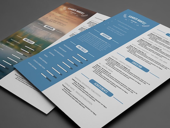 Clean Resume Template Photoshop PSD Instant Download Etsy
