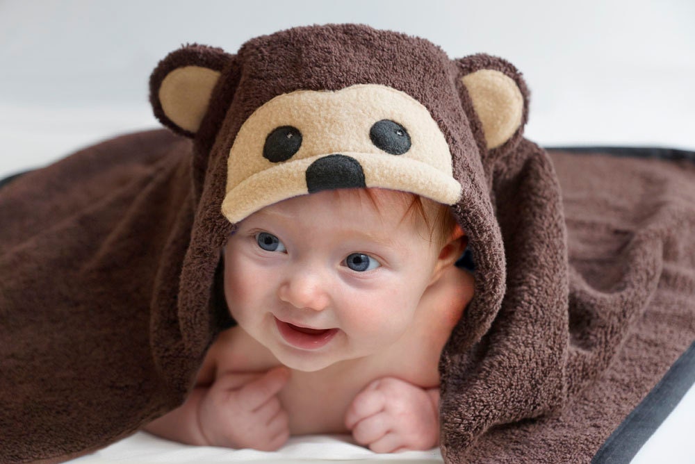Hooded Towel / Monkey / Li'l Monkey / Hooded Bath Towel / Etsy
