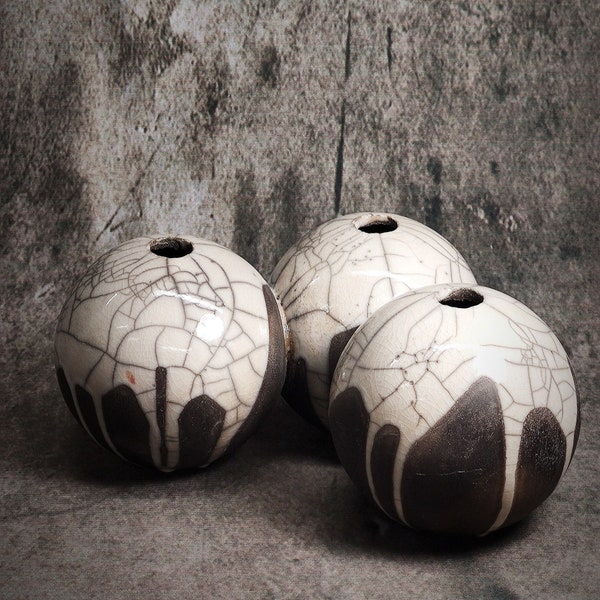 3 Sphere raku ceramic