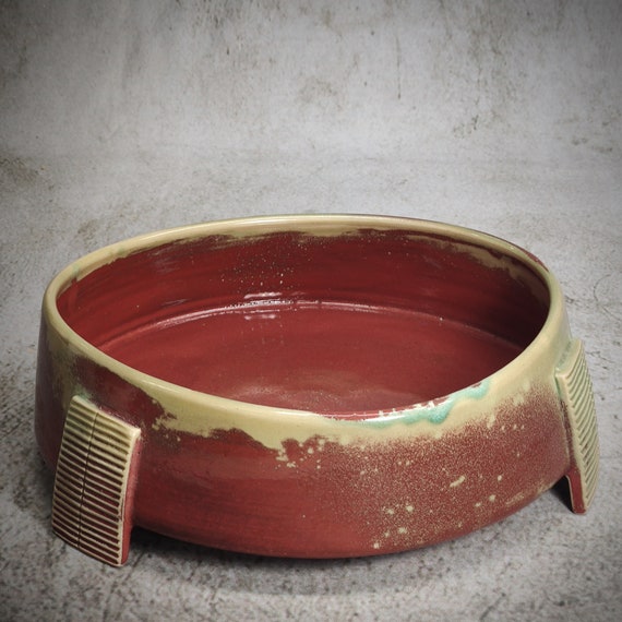 Stoneware RED or GREEN ikebana vase