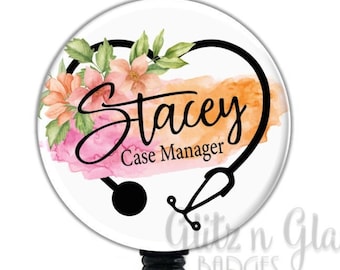 Nurse Badge Holder, Case Manager Badge Reel, Retractable Badge Reel, Personalized Nurse Retractable Badge Reel, Nurse Badge Reel GG5948