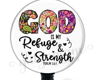 Christian Faith Badge Reel, Psalm Badge Holder, Motivational Retractable ID, Carabiner Clip, Stethoscope - GG6194L