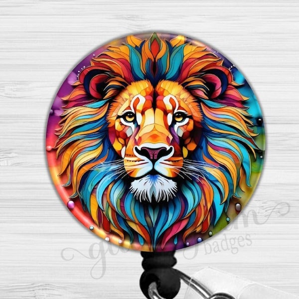 Lion Retractable Badge Reel, Lion Retractable Badge Clip, Lion Retractable Badge ID Holder, Lion Lanyard, Lion Carabiner - GG6530