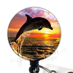 Dolphin Retractable Badge Holder With Alligator Clip