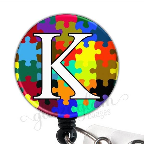 Autism Badge Holder, Autism Awareness Badge Reel, Autism Awareness Retractable Badge ID Clip, Autism Retractable Lanyard - GG1991B