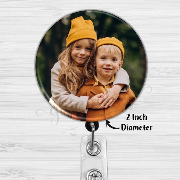 2" Photo Badge Reel, Personalized Badge Reel Holder, Bring your Loved ones with you, Custom Photo Badge Reel Add Your Photo -Interchangeable