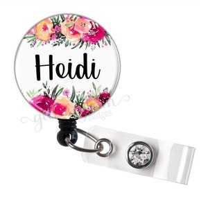 Retractable Badge Reel, Personalized Nurse Retractable Badge Reel, Nurse Badge Holder, Floral Badge Reel, Student Nurse Badge Holder GG5036