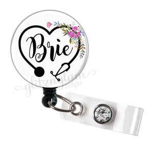 Retractable Badge Reel, Personalized Nurse Retractable Badge Reel, Nurse Badge Holder, Floral Badge Reel, Student Nurse Badge Holder GG5019B
