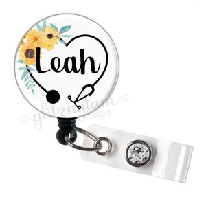 Retractable Badge Reel, Personalized Nurse Retractable Badge Reel, Nurse Badge Holder, Floral Badge Reel, Student Nurse Badge Holder GG5060