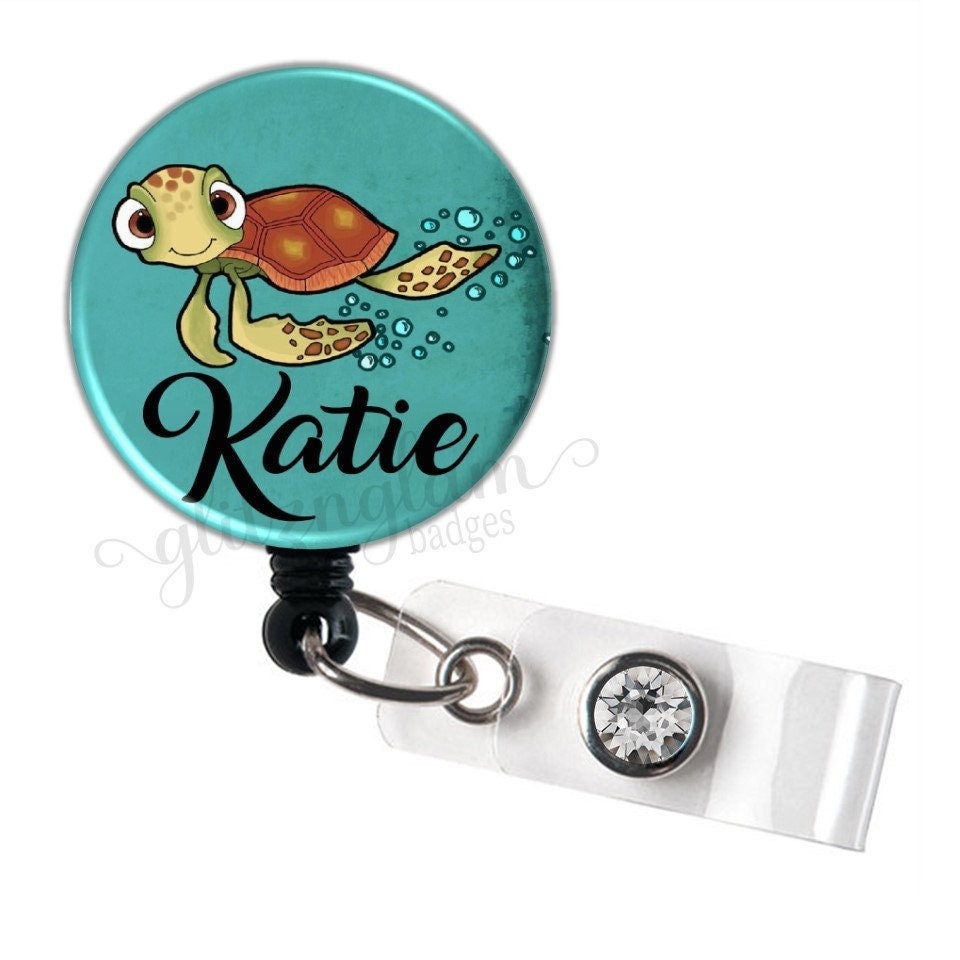 Round, Cowhide, Turquoise, Badge Reel, Glitter, Interchangeable, 2-inches,  ID Holder, Badge Holder, Name Badge, Medical ID, Nurse Badge