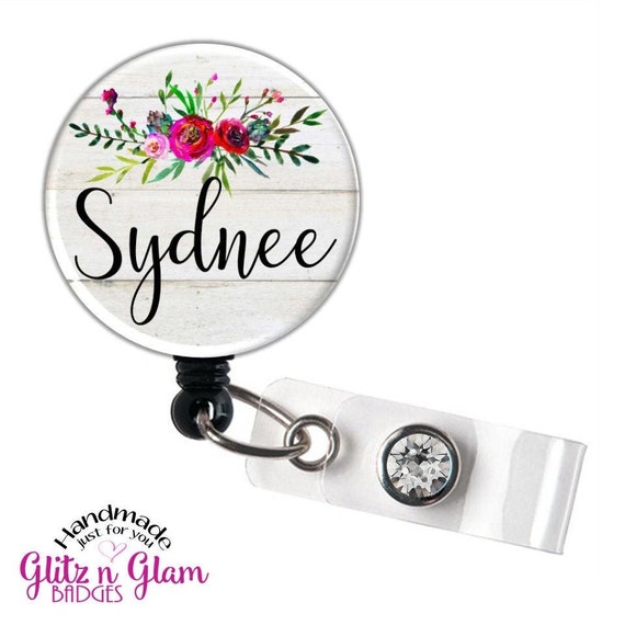 Retractable Badge Holder Reel, Personalized Name Badge Reel, Nurse Badge Holder, Retractable ID Reel, Flower Nurse Badge Reel - GG4489