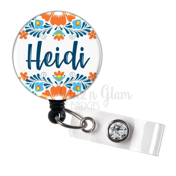 Personalized Retractable Badge Reel, Name Badge Clip, Flower Badge Holder,  Retractable ID Reel, Flower Nurse Badge Holder GG4436 