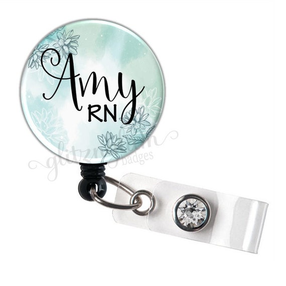 Personalized Retractable Badge Reel, Name Badge Holder, Flower Badge Holder,  Floral Badge Reel, Custom Badge Holder GG5509 