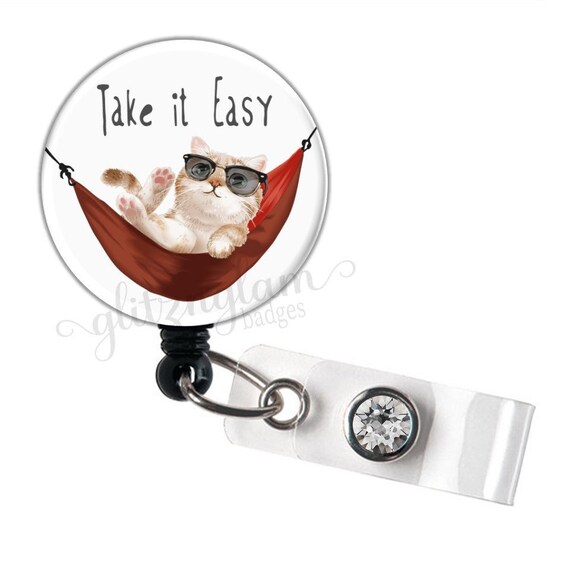 Cool Cat Take It Easy Badge Holder, Tropical Badge Name Tag, Funny Cat  Badge Reel, Cat Badge Holder, Cat Retractable Badge Reel GG5560 
